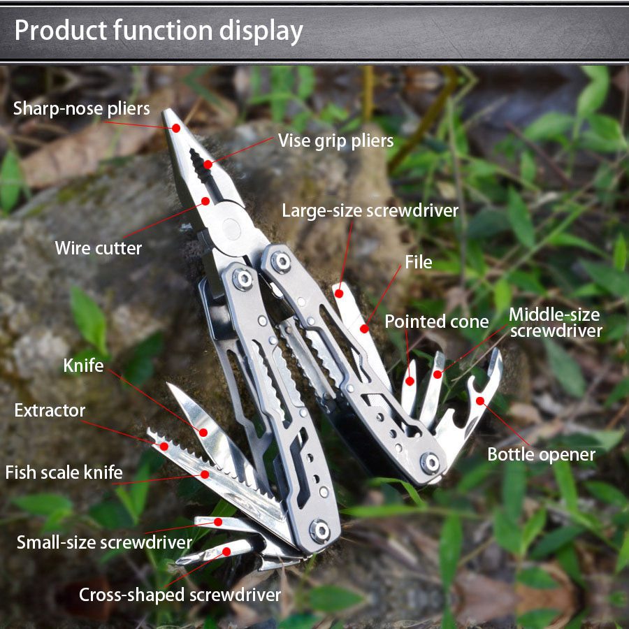 Stainless Steel Folding Pocket Multi-Tool with Pliers