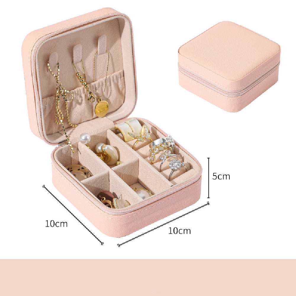 Compact Faux Leather Travel Jewelry Box