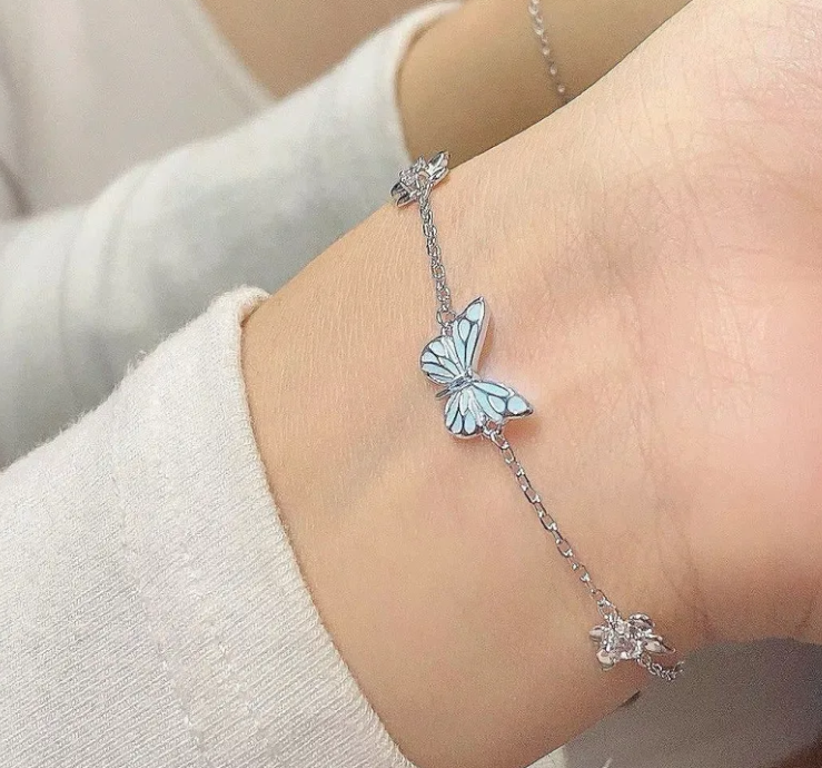 Glow-in-the-Dark Blue Butterfly Necklace