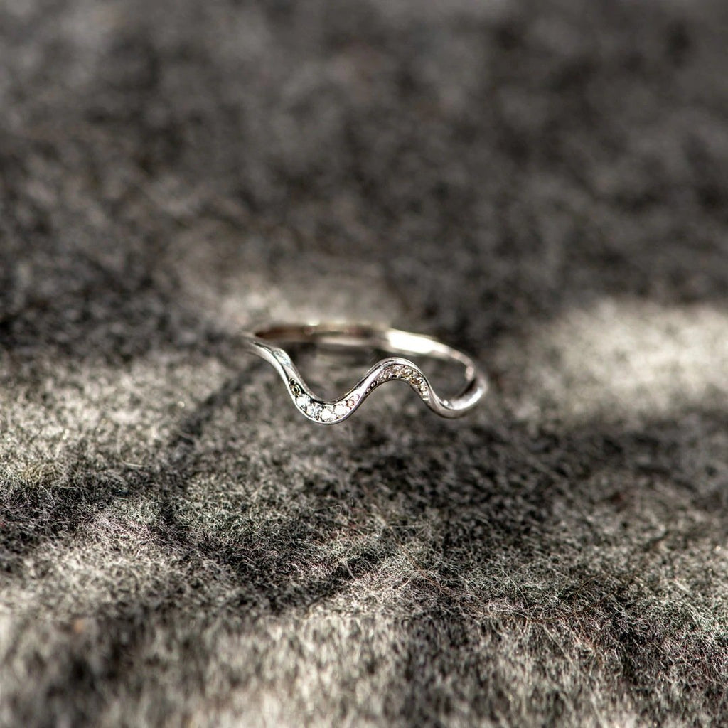 Water wave silver ring