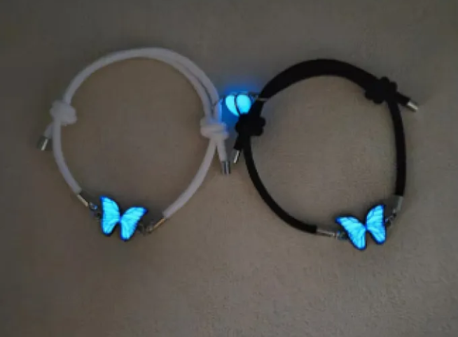 Glow-in-the-Dark Blue Butterfly Necklace