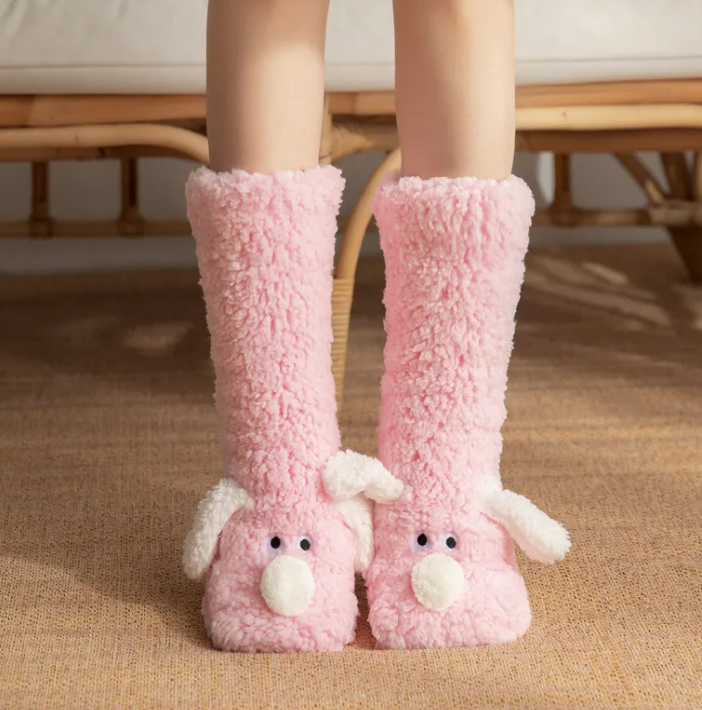 Women's Plush Dog Print Socks