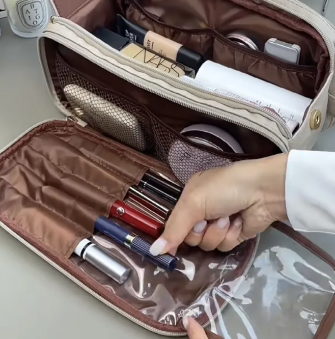 Large Travel Makeup Bag with Compartments