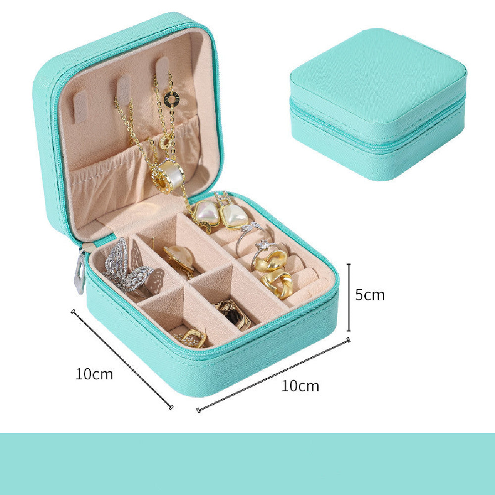 Compact Faux Leather Travel Jewelry Box