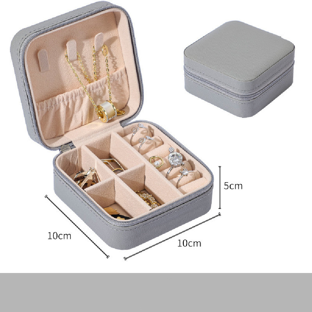 Compact Faux Leather Travel Jewelry Box