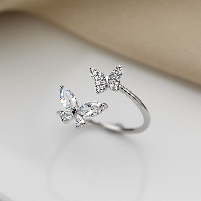 Sterling silver butterfly ring for women