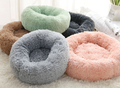 Round plush calming dog bed