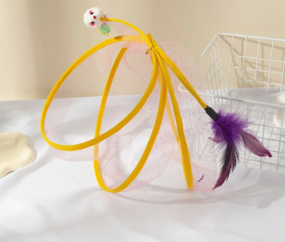 Foldable Cat Tunnel with Feather Toy