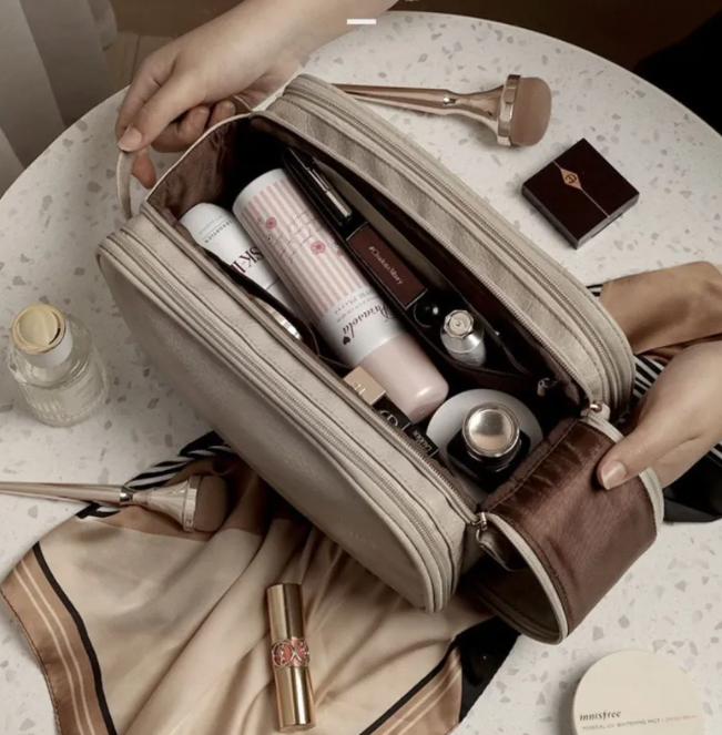 Large Travel Makeup Bag with Compartments
