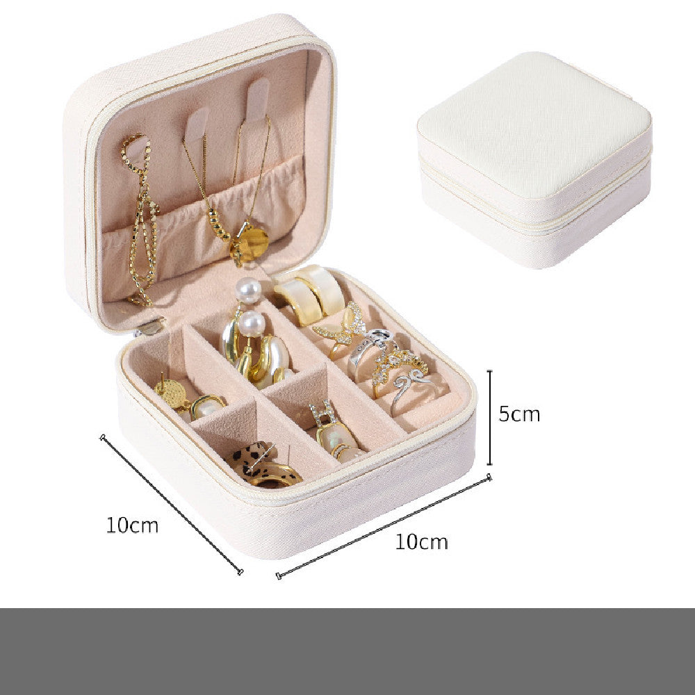 Compact Faux Leather Travel Jewelry Box