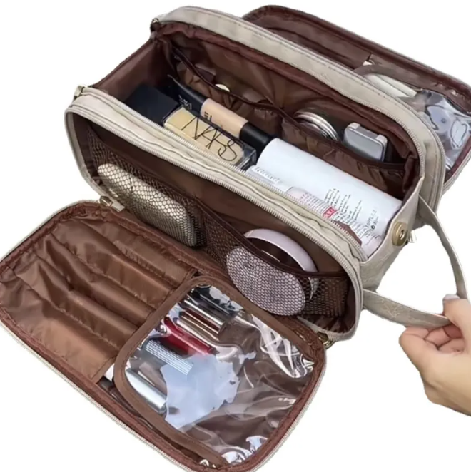 Large Travel Makeup Bag with Compartments