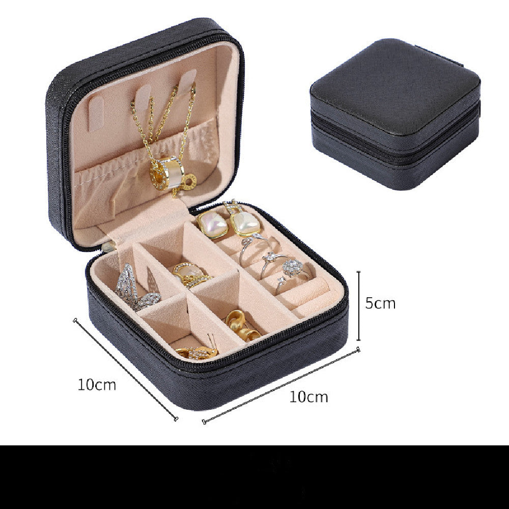 Compact Faux Leather Travel Jewelry Box