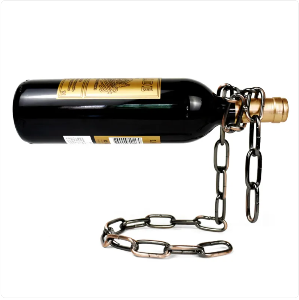 Floating chain wine bottle holder