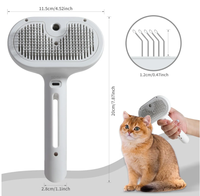 Pet Steam Spray Brush for Shedding