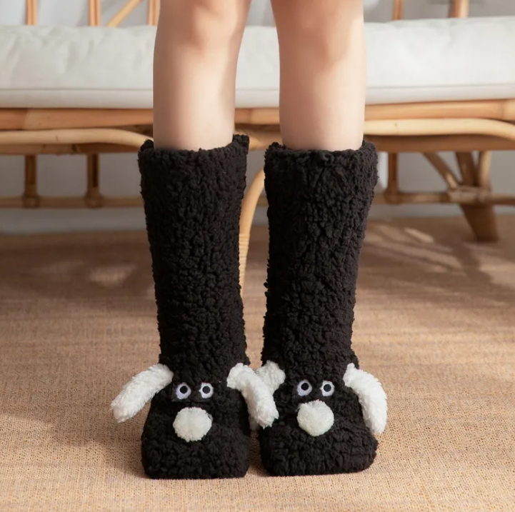 Women's Plush Dog Print Socks