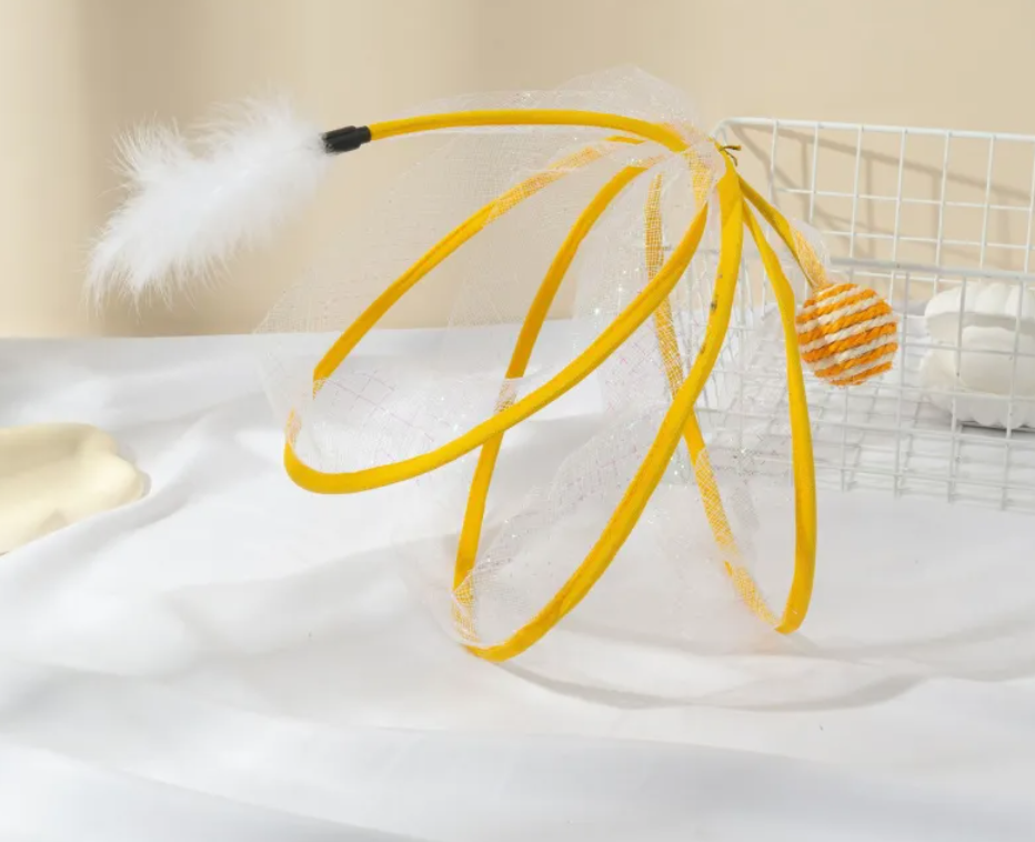 Foldable Cat Tunnel with Feather Toy